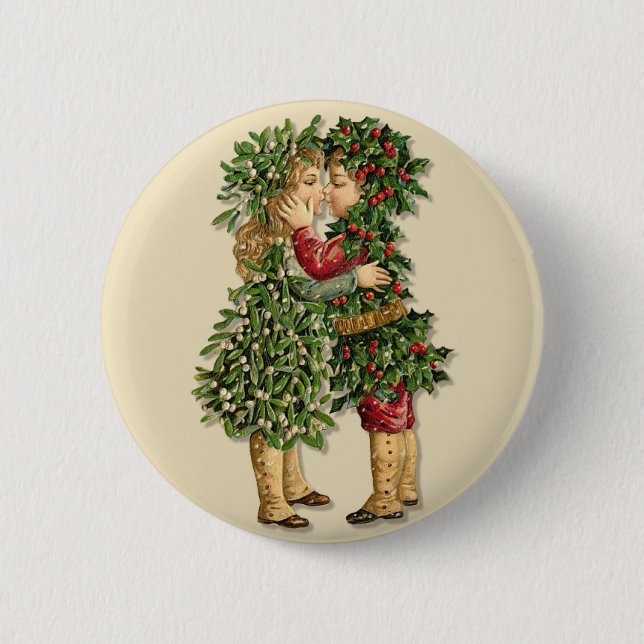 Holly und Mistletoe Kids Button (Vorderseite)