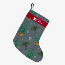 Holly und Weihnachtsbaum. Benutzerdefiniert mit de Kleiner Weihnachtsstrumpf