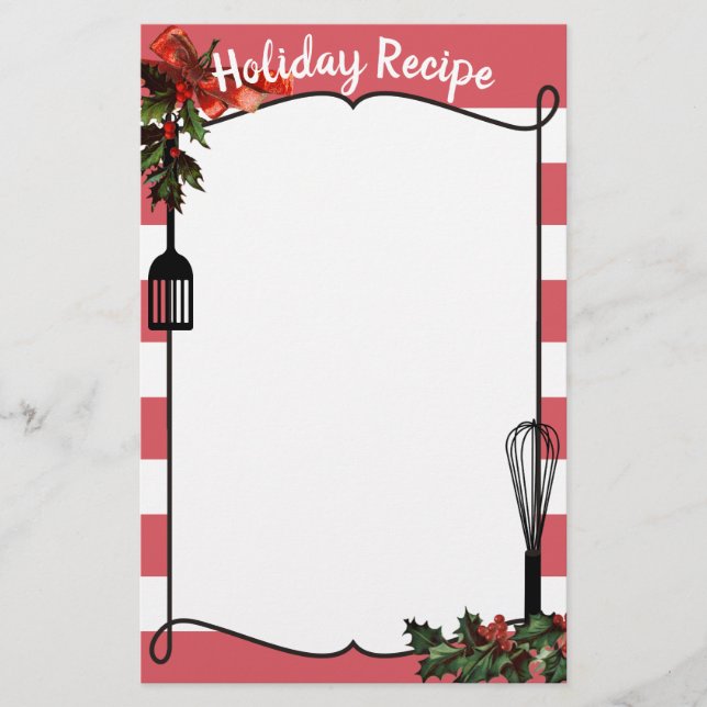 Holly Utensilien Weihnachtsrezepte Menü Letterhead (Vorderseite)