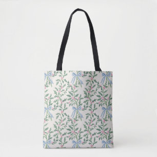Holly Vine Blue Bow Weihnachts-Tragetasche Cream B Tasche