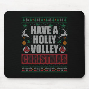 Holly Volley Volleyball Ugly Christmas Xmas Mens W Mousepad