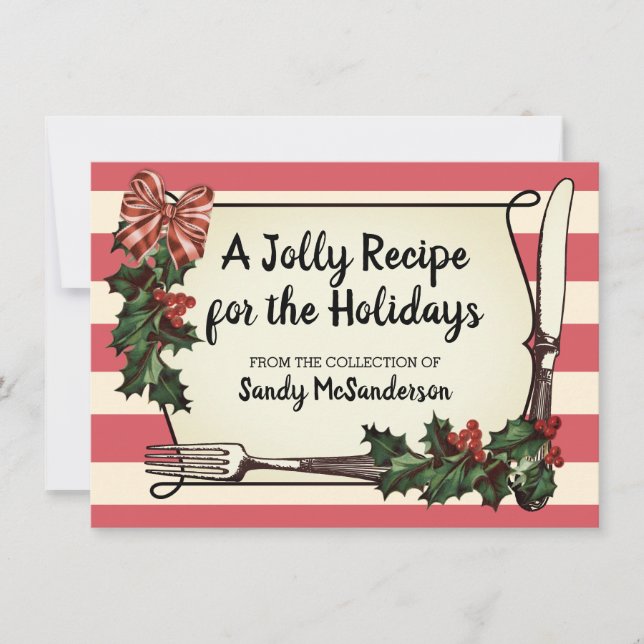 Holly Weihnachts Backkochkarte Einladung (Vorderseite)