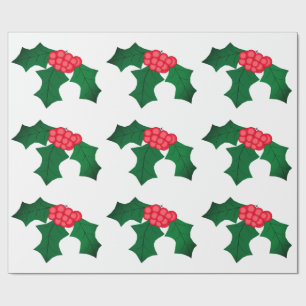 Holly White Wrapping Paper Geschenkpapier
