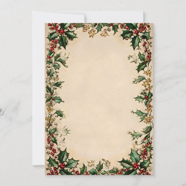Holly-Wreath-Center-Rahmen Einladung (Vorderseite)