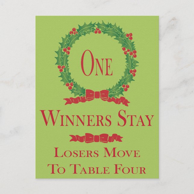 Holly Wreath Christmas Bunco Table Card One Postkarte (Vorderseite)