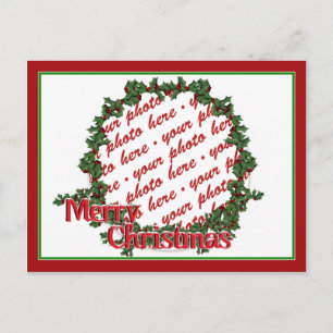 Holly-Wreath-Circle-Foto Feiertagspostkarte