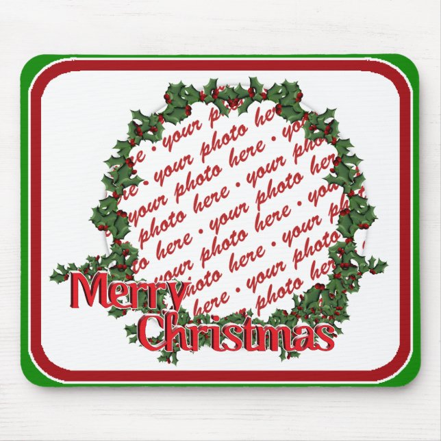 Holly-Wreath-Circle-Foto Mousepad (Vorne)
