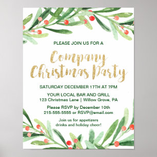 Holly Wreath Company Christmas Party Einladung Poster