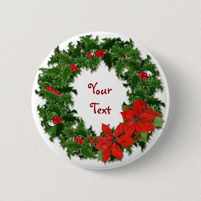 Holly Wreath Customize Button (Vorderseite)