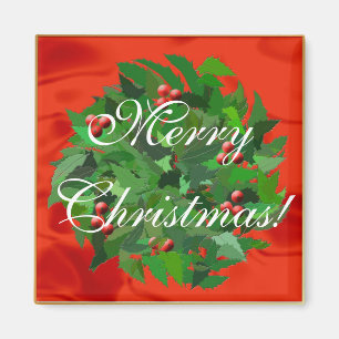 Holly Wreath frohe Weihnachten! Magnet