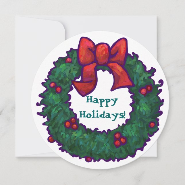 Holly Wreath Holiday Party Einladung (Vorderseite)