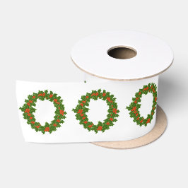 Holly Wreath Illustration Winter Magic Pattern Satinband