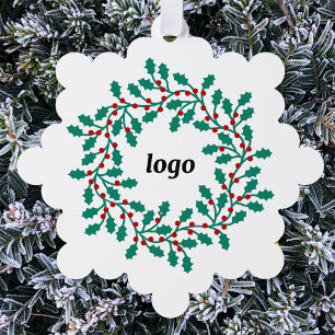 Holly-Wreath-Logo-Geschäft Ornament Karte