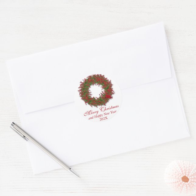 Holly Wreath Runder Aufkleber (Umschlag)