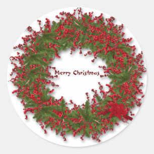 Holly Wreath Runder Aufkleber