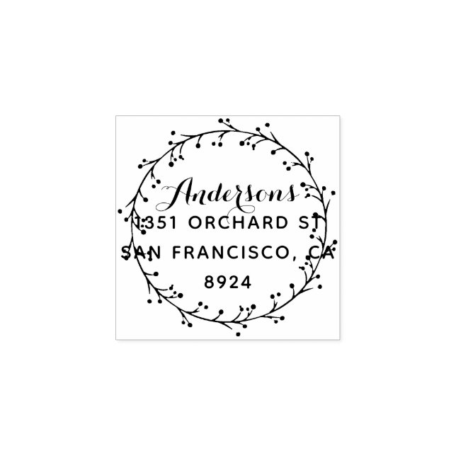 Holly Wreath Wreath Custom Rücksendeadresse Gummistempel (Prägung)