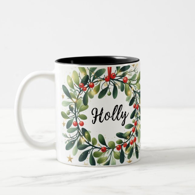 Holly Wreath Zweifarbige Tasse (Links)