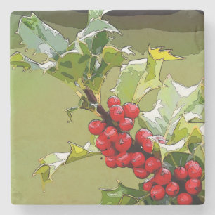 HollyBerries 005 Steinuntersetzer