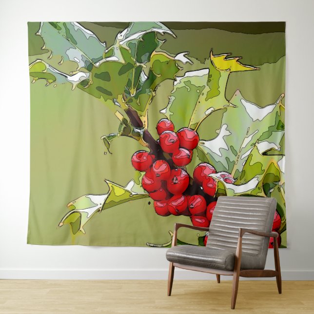 HollyBerries 005 Wandteppich (Beispiel (Horizontal))
