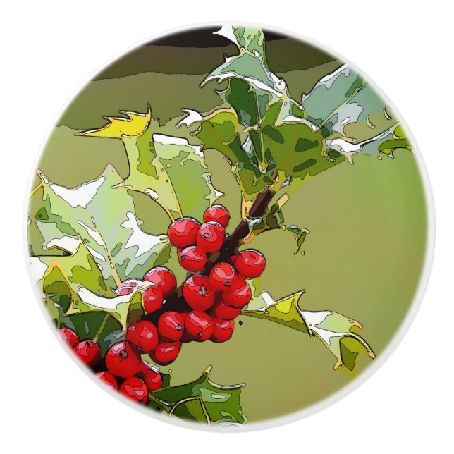 HollyBerries 006 Keramikknauf (Vorderseite)