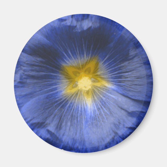 Hollyhock Blume Beautiful Blue Magnet (Vorne)
