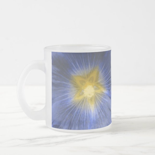 Hollyhock Blume Beautiful Blue Mattiert Glass Tass Mattglastasse (Links)