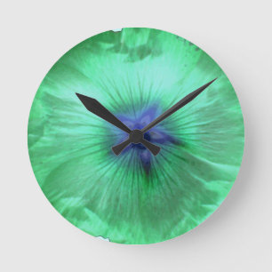 Hollyhock-Blume leuchtet grüne Wall-Uhr Runde Wanduhr