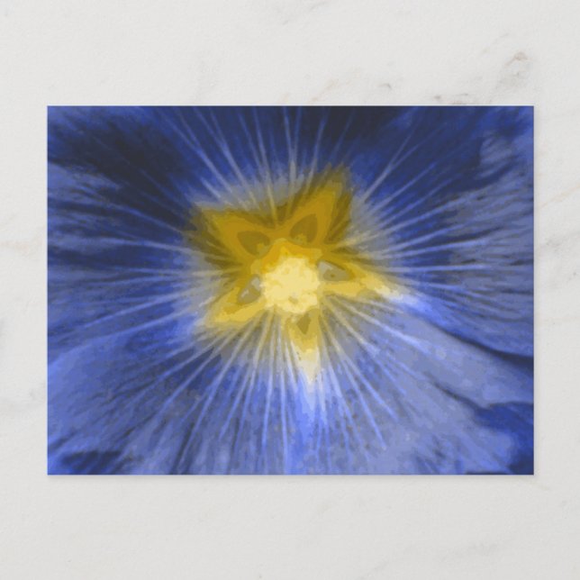 Hollyhock Flower Belle carte postale bleue (Devant)