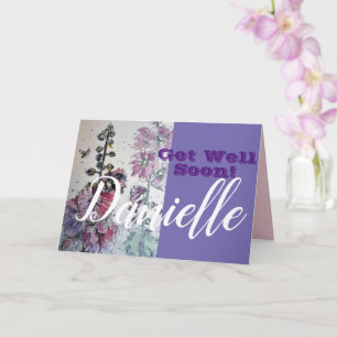 Hollyhock Flower Get Well Bientôt Femme Carte Nom
