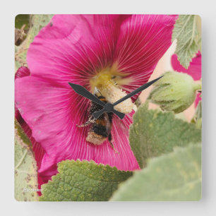 Hollyhock Hummel Square Wall Clock Quadratische Wanduhr