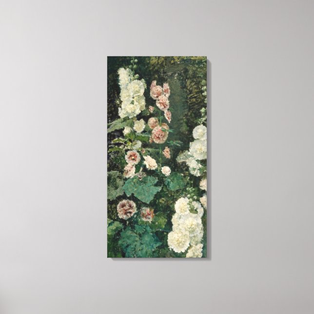 Hollyhock Rose Blume (von Marià Fortuny) Leinwanddruck (Vorderseite)