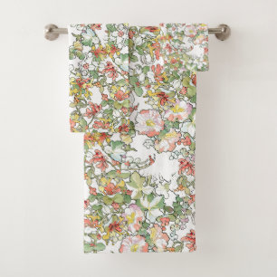 Hollyhock-u. Geißblatt-Blumen-Bad-Tuch-Set Badhandtuch Set