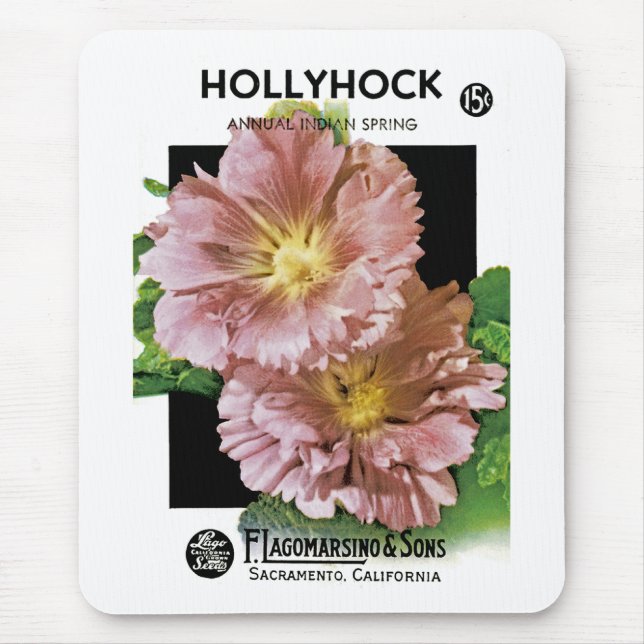 Hollyhock Vintag Seed Packet Mousepad (Vorne)