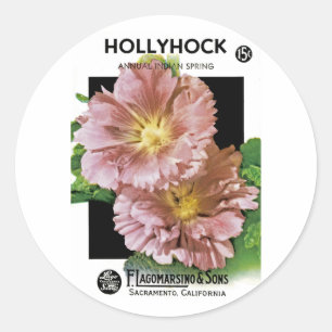 Hollyhock Vintag Seed Packet Runder Aufkleber