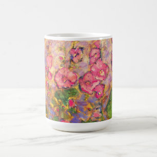 Hollyhocks blühen kaffeetasse