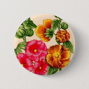Hollyhocks Button