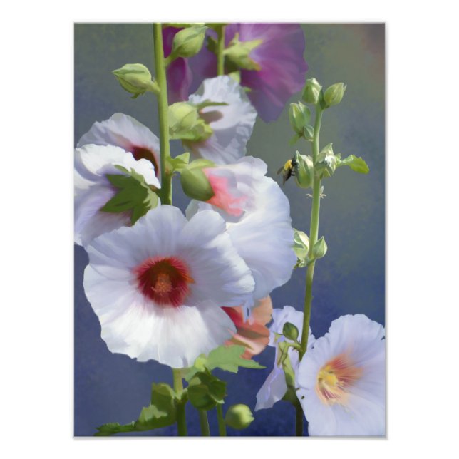 Hollyhocks - Digitale Malerei - Erweiterung des Fo Fotodruck (Vorne)