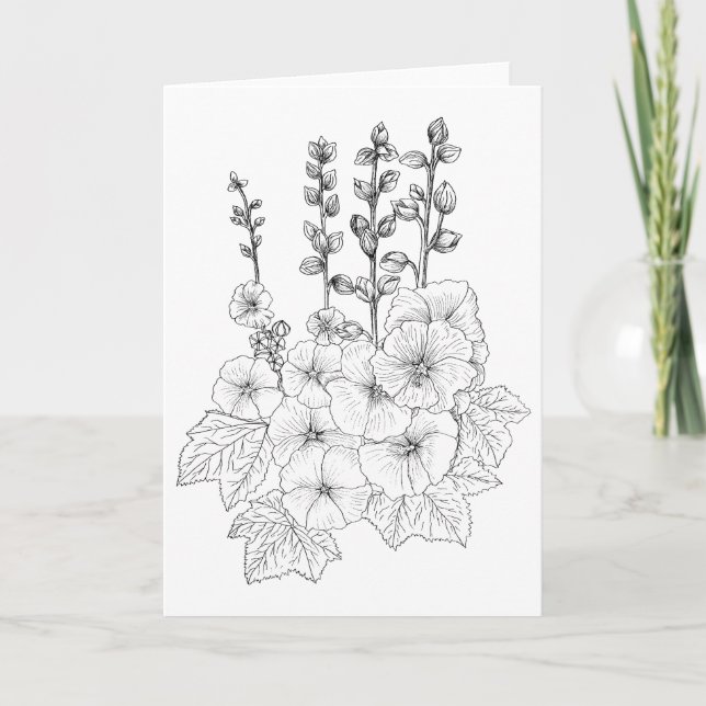 Hollyhocks färben es sich Raum-Gruß Karte (Vorderseite)