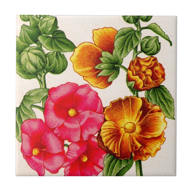 Hollyhocks Fliese (Vorderseite)