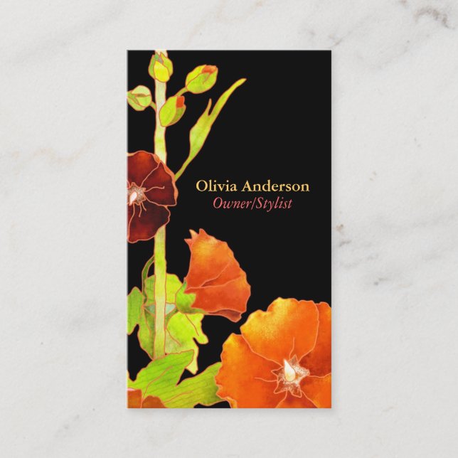 Hollyhocks Hair Designer Stylist-Visitenkarte Terminkarte (Vorderseite)