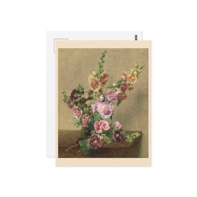 Hollyhocks Postkarte (Vorderseite/Rückseite Beispiel)