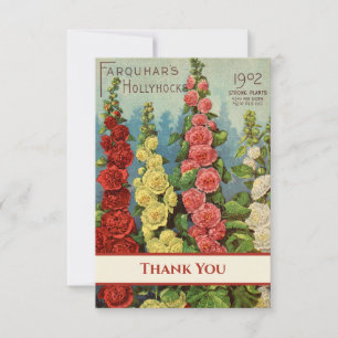 Hollyhocks Red Peach Yellow Cream 1902 Seed Packet Dankeskarte
