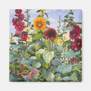 Hollyhocks und Sonnenblumen 2005 Magnet