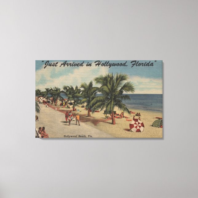 Hollywood Beach, Florida - Aussicht auf Strand Leinwanddruck (Vorderseite)