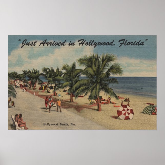 Hollywood Beach, Florida - Aussicht auf Strand Poster (Vorne)