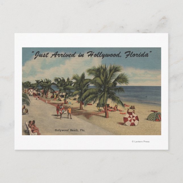Hollywood Beach, Florida - Aussicht auf Strand Postkarte (Vorderseite)