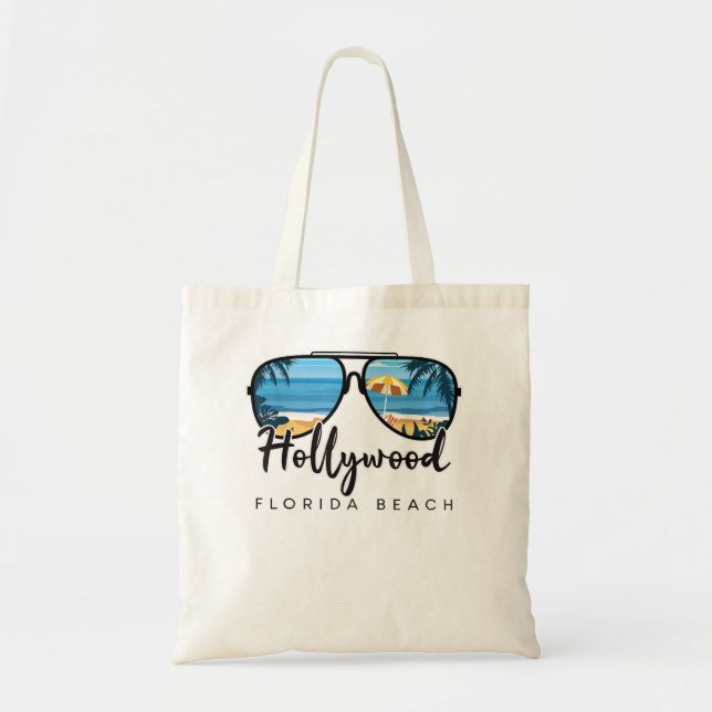 Hollywood Beach Florida Palm Tree Sonnenbrille Sou Tragetasche (Vorne)