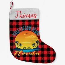 Hollywood Beach Florida Retro Sunset Red Kariert