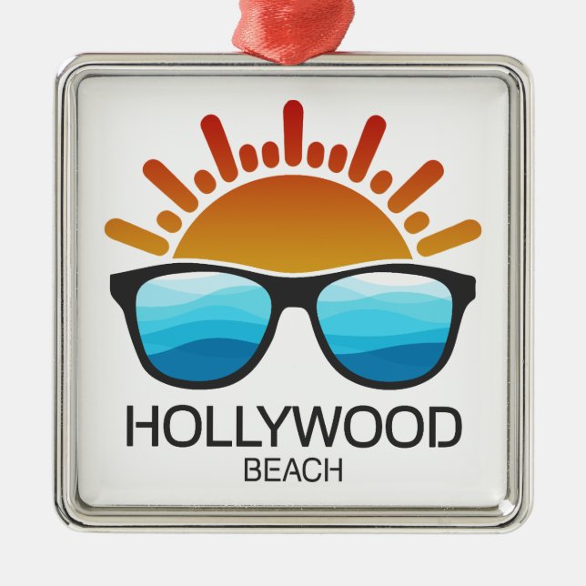 Hollywood Beach Florida Sonnenbrille Ornament Aus Metall (Vorne)