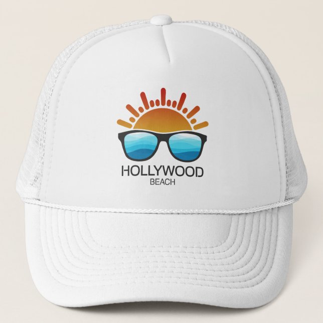 Hollywood Beach Florida Sonnenbrille Truckerkappe (Vorderseite)